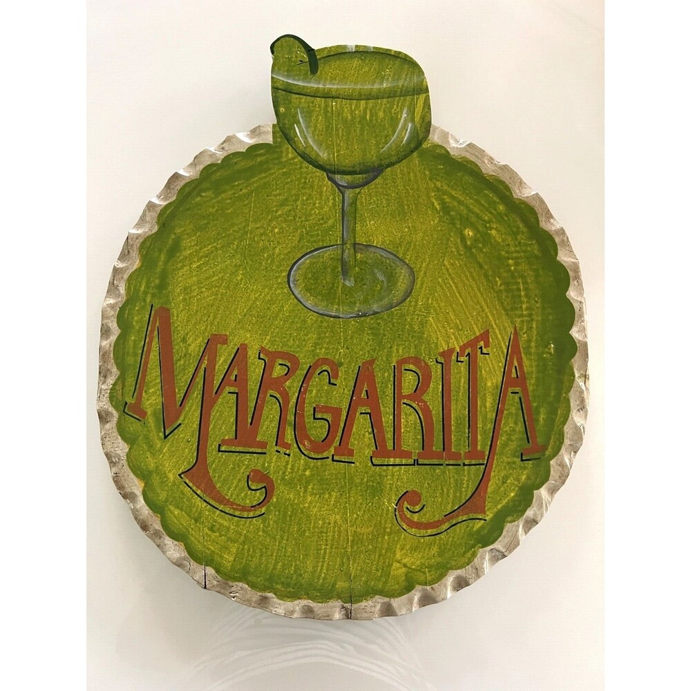 Lime Margarita Plaque Sign by Benn Zaricor Green Happy Hour Bar Open L